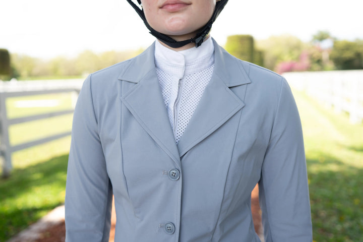 Ladies 3 Button Show Coat, NY Tech Fabric, Cadet Blue