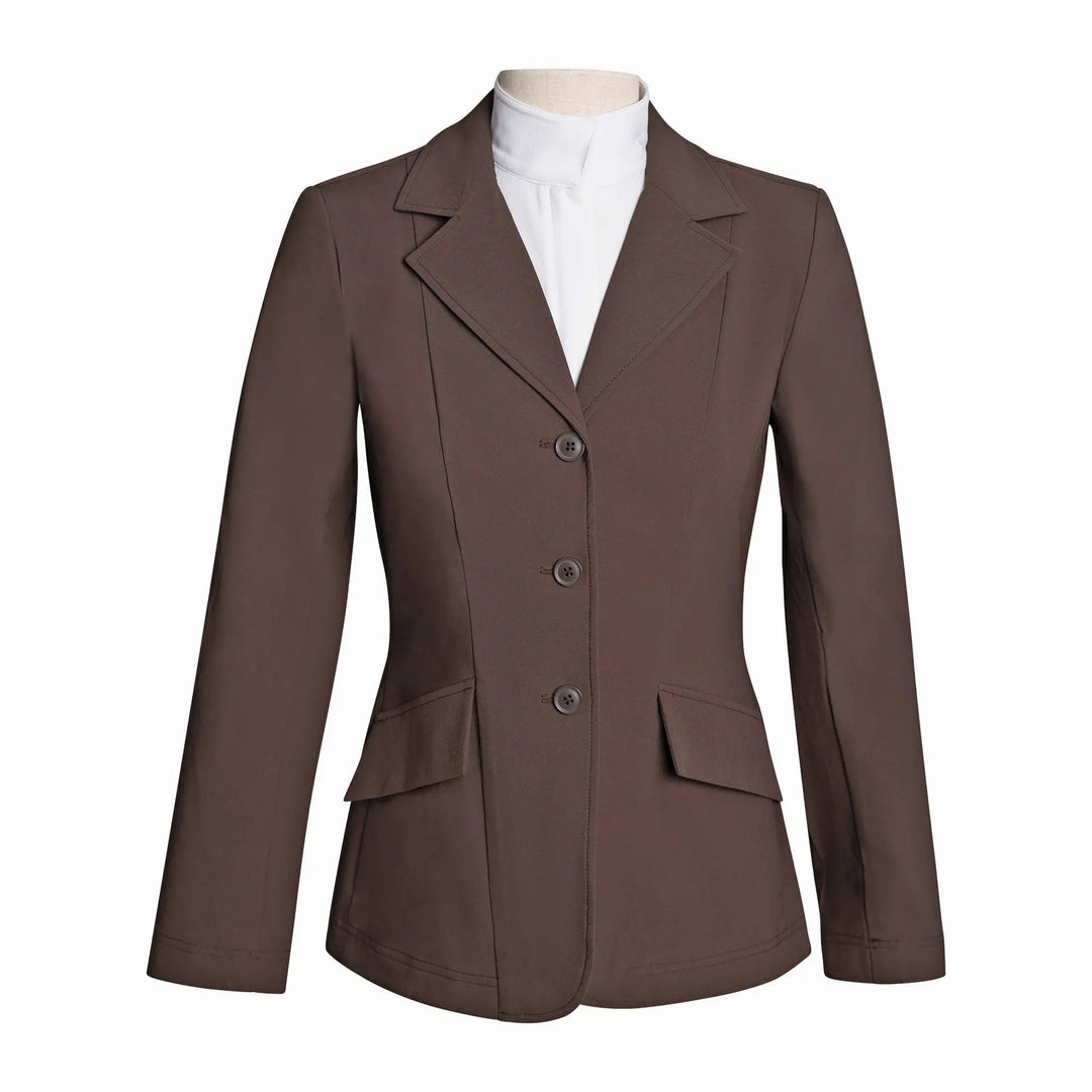 Ladies 3 Button Show Coat, NY Tech Fabric, Chocolate