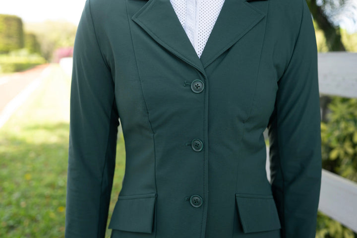 Ladies 3 Button Show Coat, NY Tech Fabric, New Green