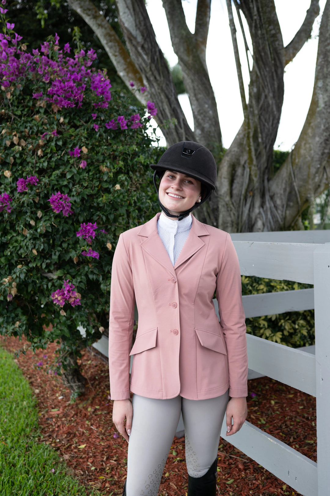 Ladies 3 Button Show Coat, NY Tech Fabric, Rose