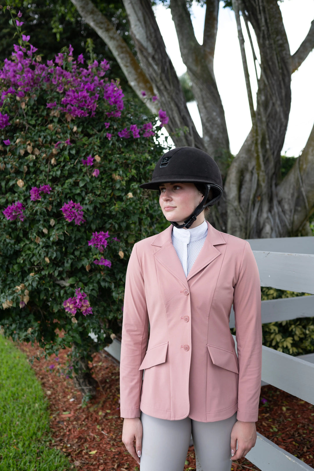 Ladies 3 Button Show Coat, NY Tech Fabric, Rose