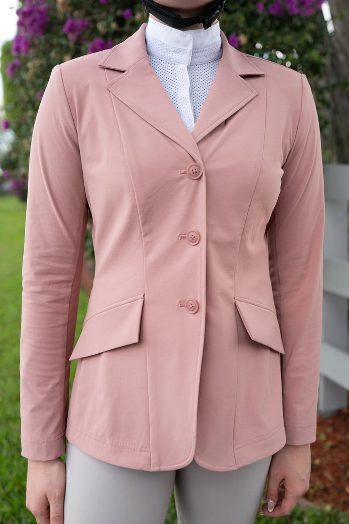 Ladies 3 Button Show Coat, NY Tech Fabric, Rose