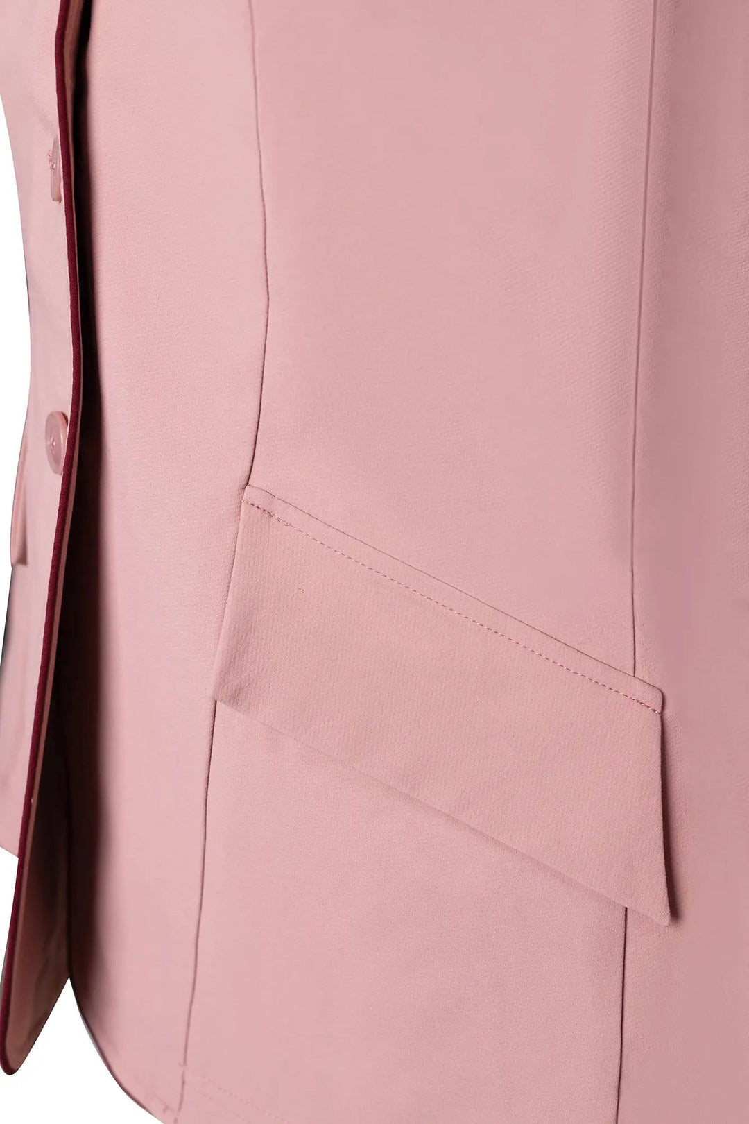 Ladies 3 Button Show Coat, Rose with Burgundy Piping