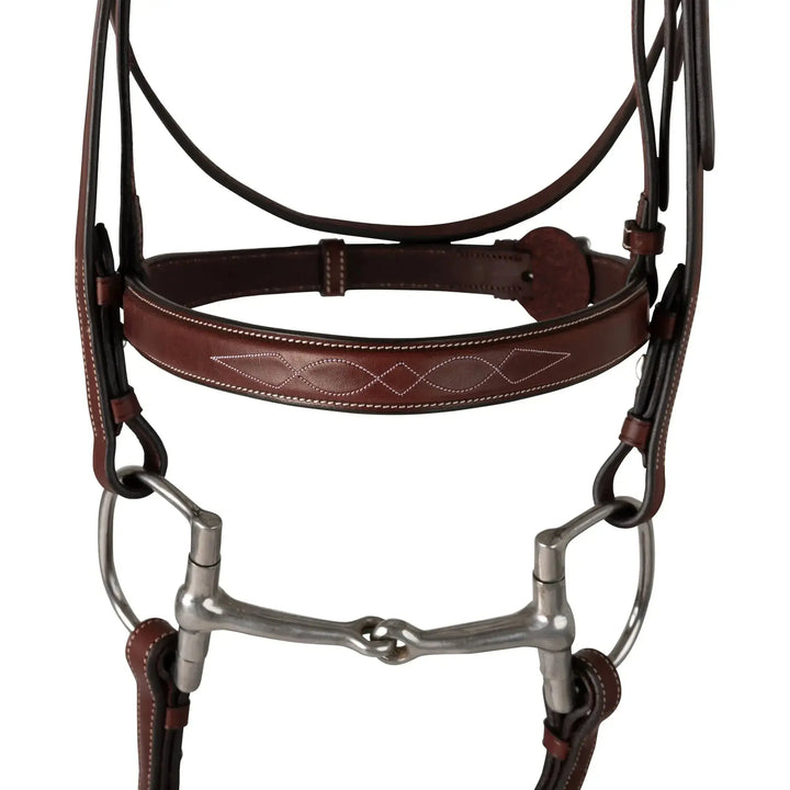 Equestrian Fancy Stitched Schooling Hunter Bridle with Reins