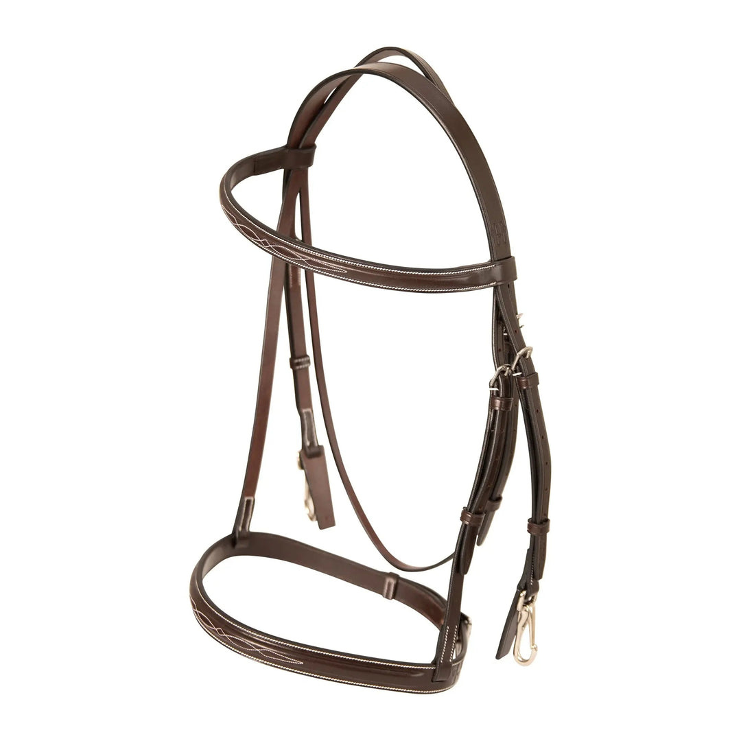 Equestrian Fancy Stitched Bridle with Cheek Clips and Reins