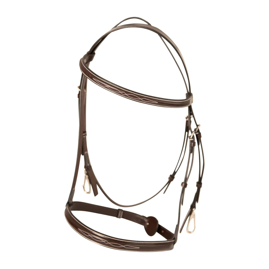 Equestrian Fancy Stitched Bridle with Cheek Clips and Reins