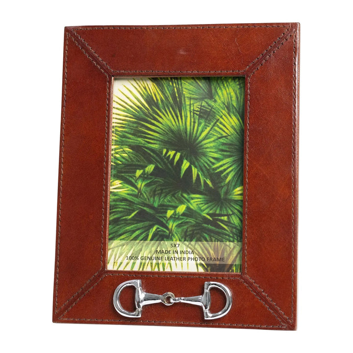 Leather Frame with Silver Horse Bit Equestrian Gift