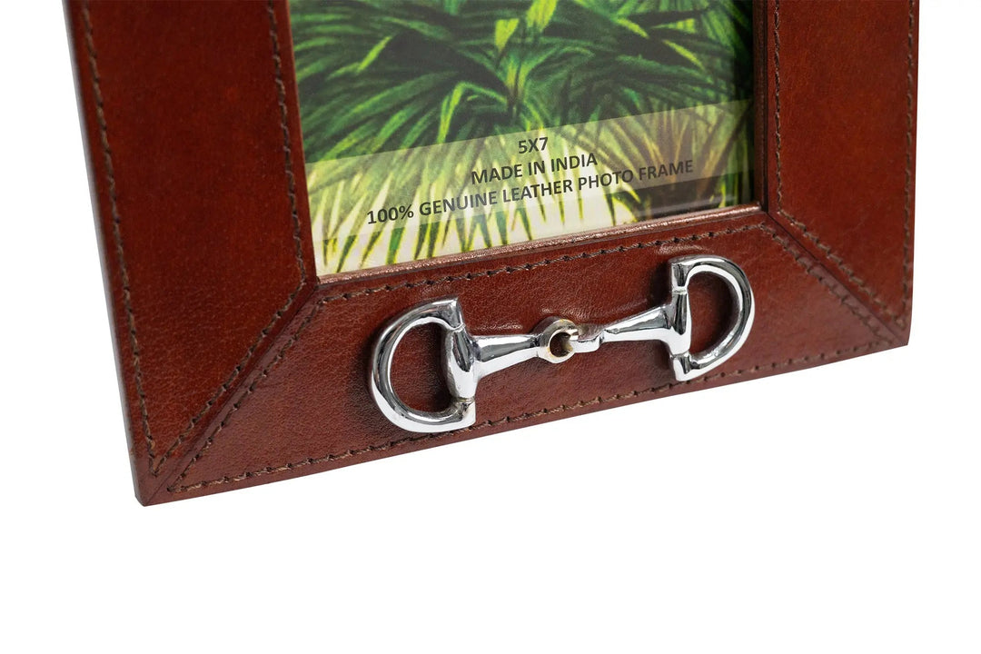 Leather Frame with Silver Horse Bit Equestrian Gift