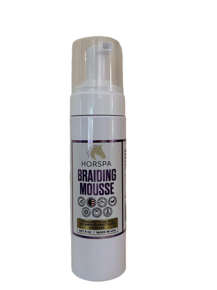 Horse Braiding and Plaiting Mousse 6 oz white bottle
