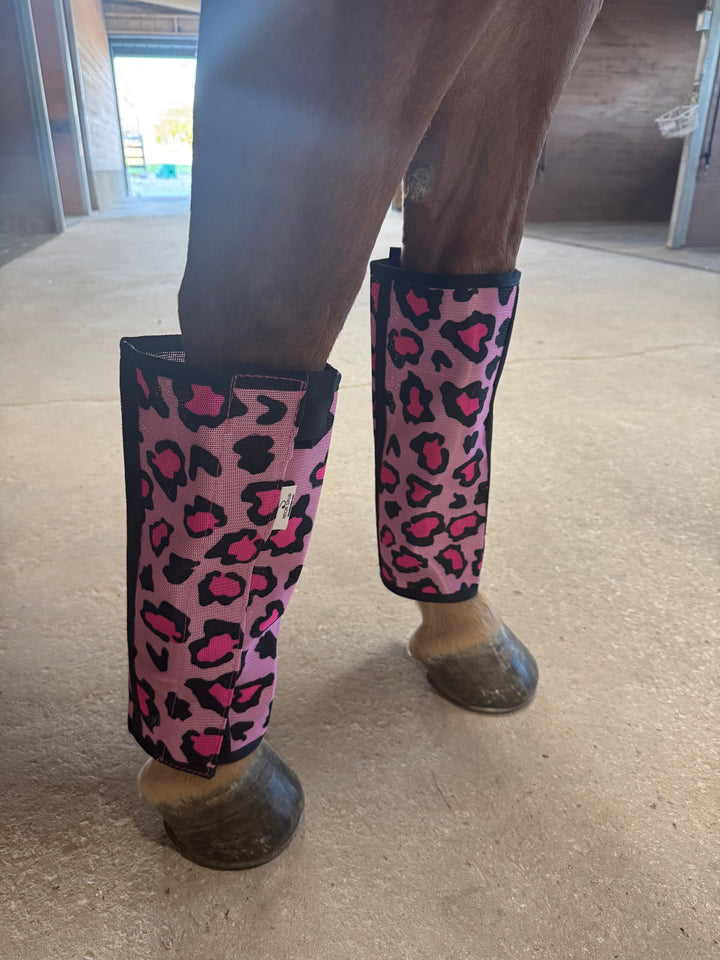 Catty Cowgirl Pink Cheetah Horse Fly Boots (4-Pack)