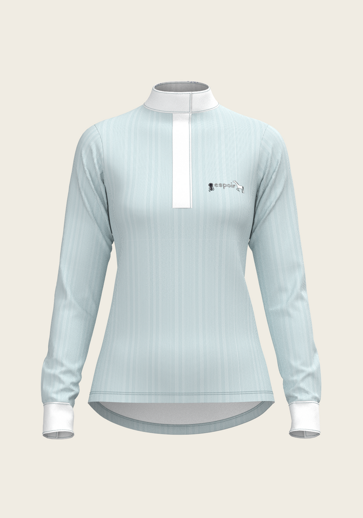 Espoir Crystal Accent Moonstone Blue Show Shirt – Sophisticated Brilliance Meets Technical Performance