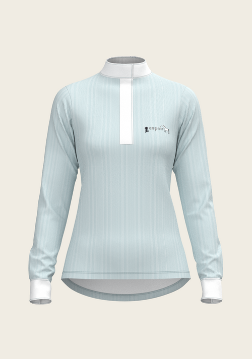 Espoir Crystal Accent Moonstone Blue Show Shirt – Sophisticated Brilliance Meets Technical Performance