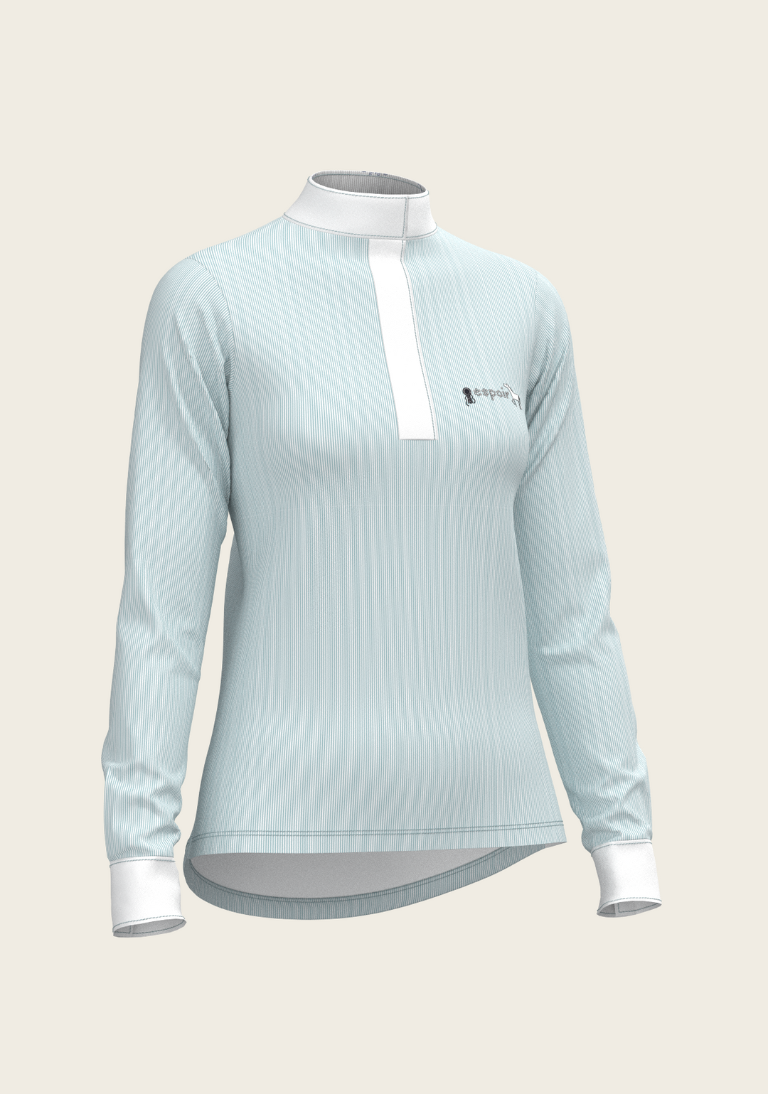 Espoir Crystal Accent Moonstone Blue Show Shirt – Sophisticated Brilliance Meets Technical Performance