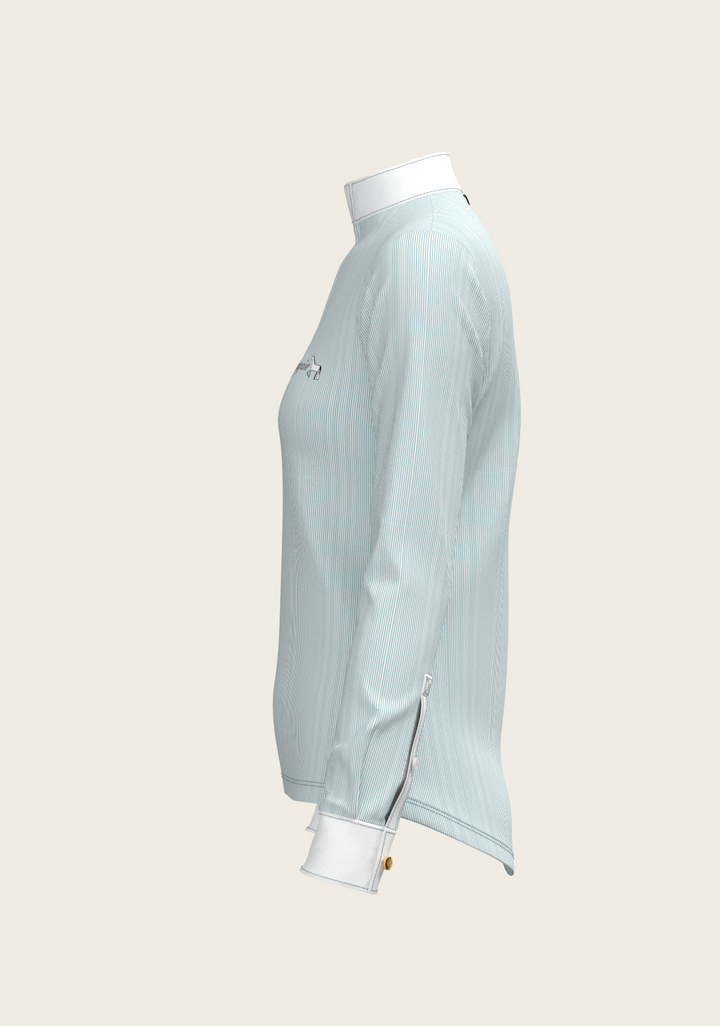 Espoir Crystal Accent Moonstone Blue Show Shirt – Sophisticated Brilliance Meets Technical Performance