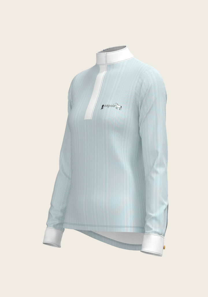 Espoir Crystal Accent Moonstone Blue Show Shirt – Sophisticated Brilliance Meets Technical Performance