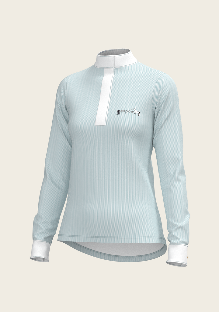 Espoir Crystal Accent Moonstone Blue Show Shirt – Sophisticated Brilliance Meets Technical Performance