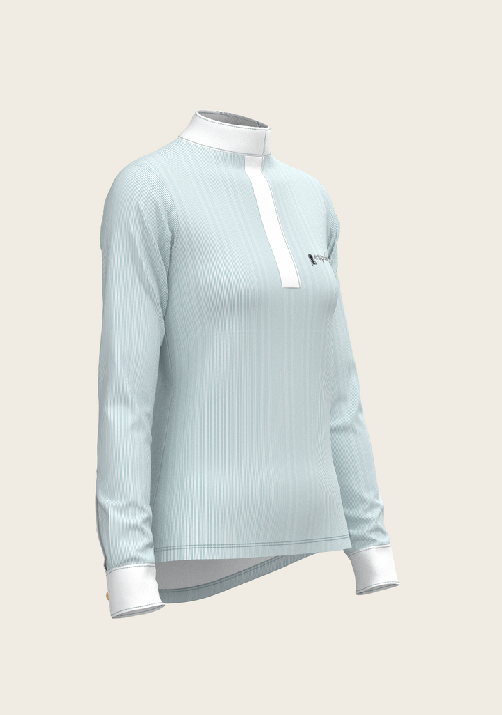 Espoir Crystal Accent Moonstone Blue Show Shirt – Sophisticated Brilliance Meets Technical Performance