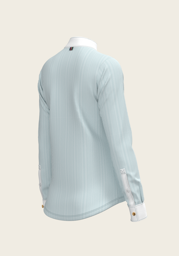 Espoir Crystal Accent Moonstone Blue Show Shirt – Sophisticated Brilliance Meets Technical Performance