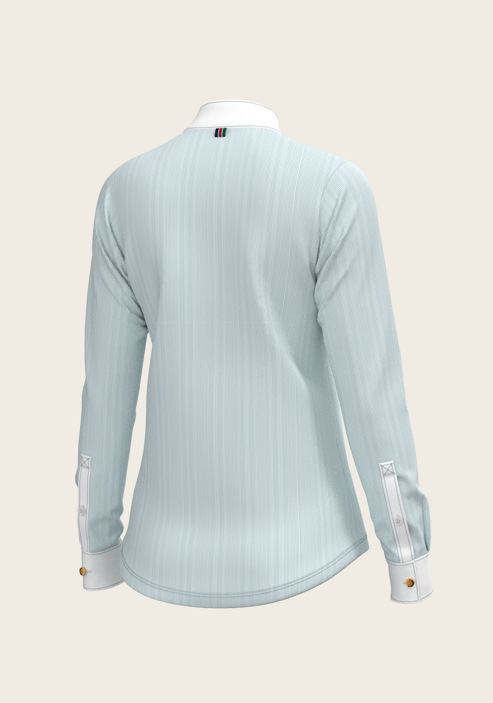 Espoir Crystal Accent Moonstone Blue Show Shirt – Sophisticated Brilliance Meets Technical Performance
