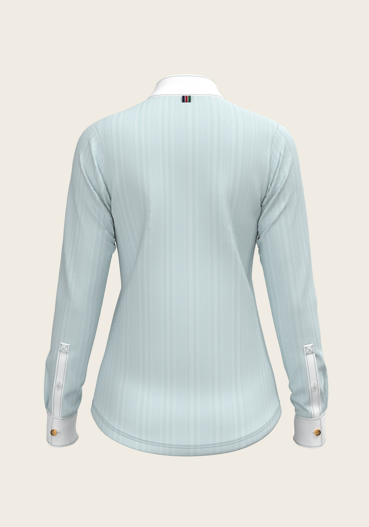Espoir Crystal Accent Moonstone Blue Show Shirt – Sophisticated Brilliance Meets Technical Performance