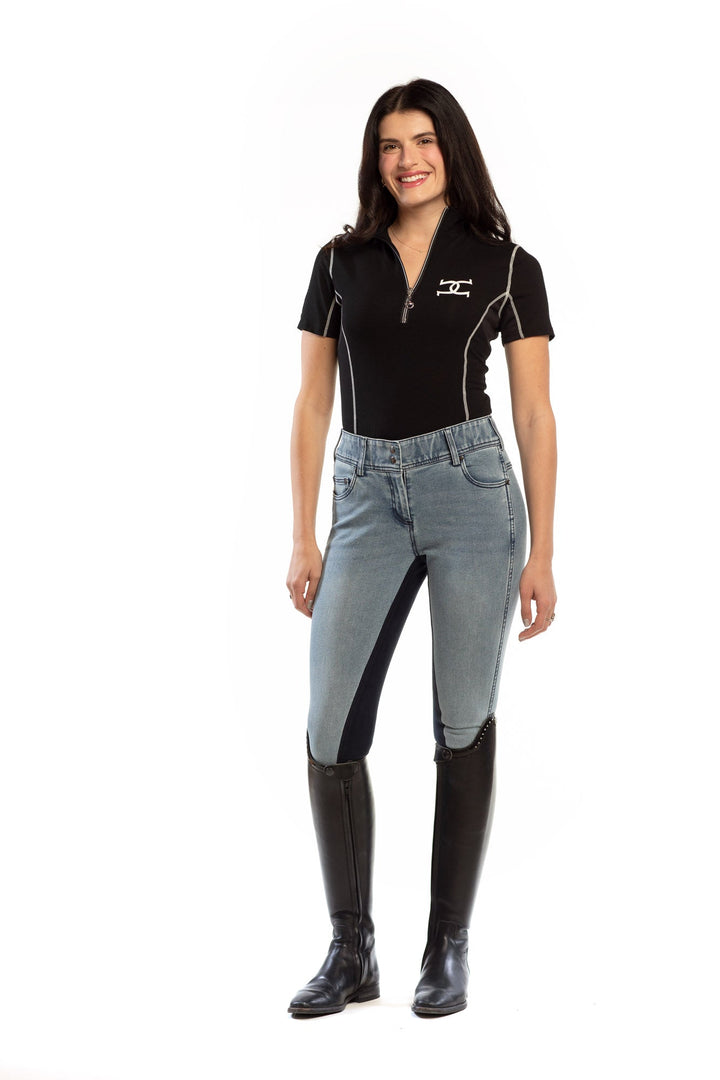 NEW Equestrian Jean - Full Seat with Cell Phone Pocket | 4-way stretch - Faded Blue