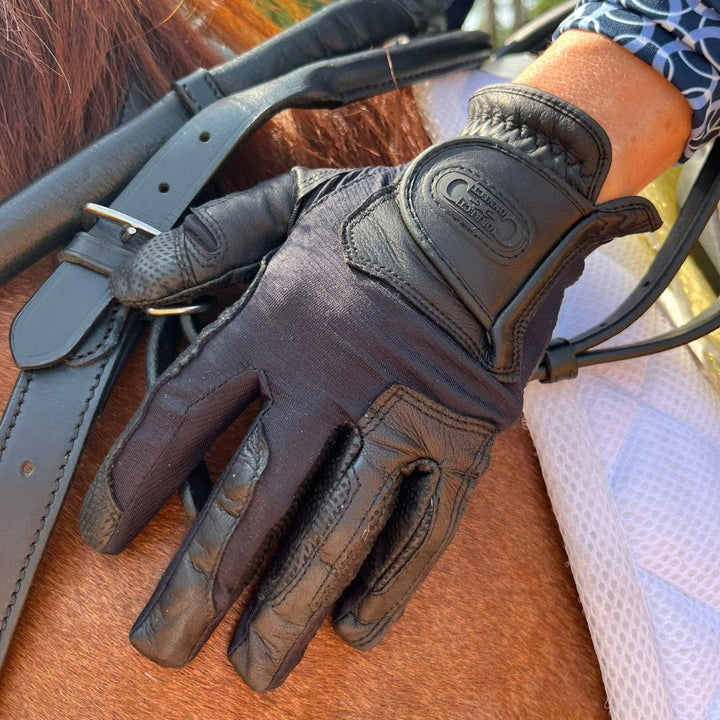 Tackified Copper Tech™️ Leather Premium Riding Glove in Black