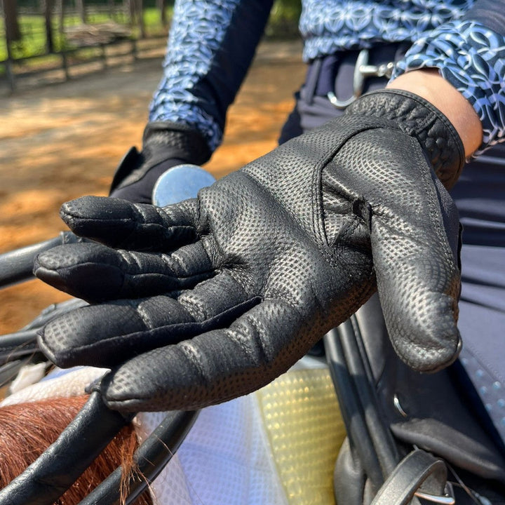 Tackified Copper Tech™️ Leather Premium Riding Glove in Black