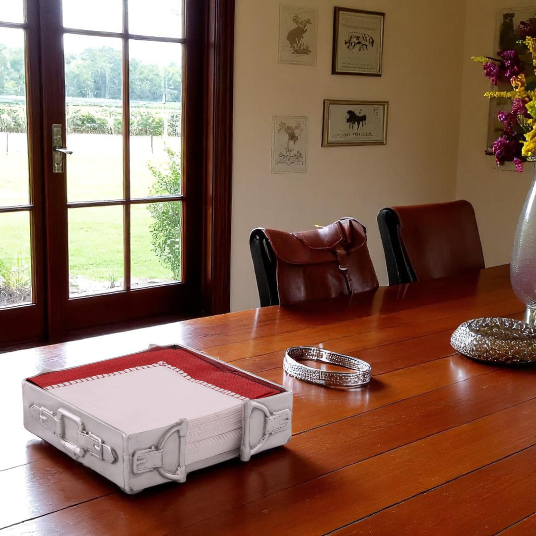 Silver Equestrian Luncheon Napkin Box