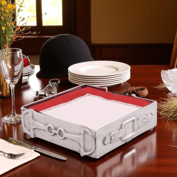 Silver Equestrian Luncheon Napkin Box