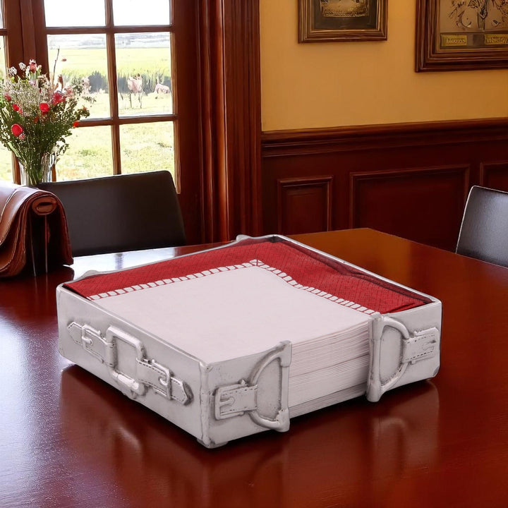 Silver Equestrian Luncheon Napkin Box