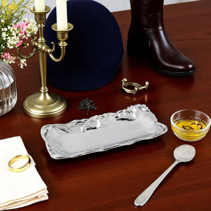 Equestrian Horse Tray – Elegant Silver Serving & Prize Gift for Horse Lovers 6x12