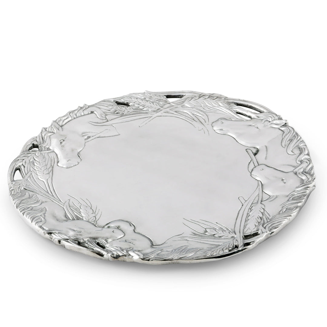 Equestrian Round Horse Tray – Handcrafted Serving Elegance for Horse Lovers & Entertaining