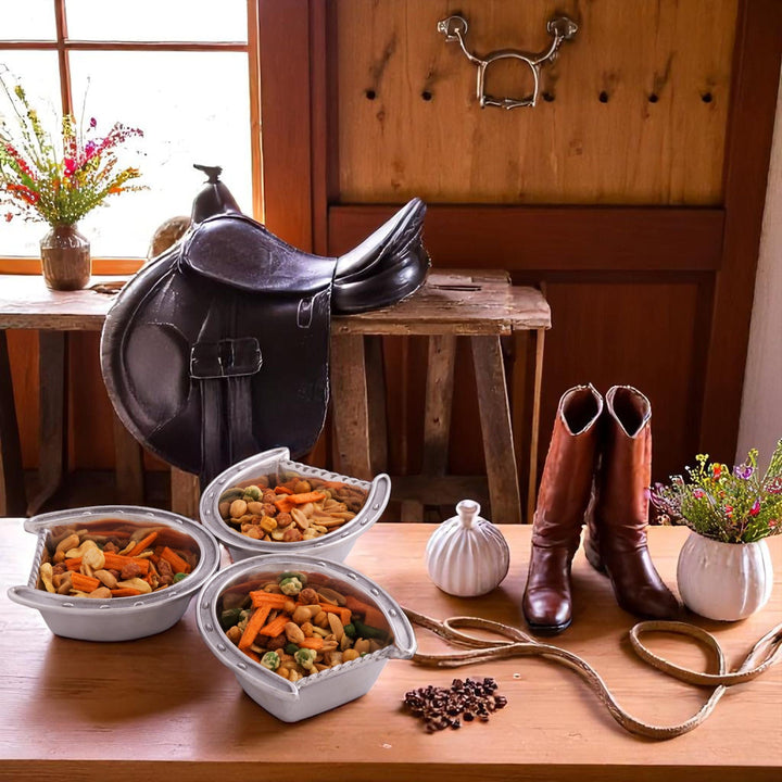 Equestrian Horseshoe 3-Bowl Serving Dish – Elegant Entertaining for the Horse Lover’s Home