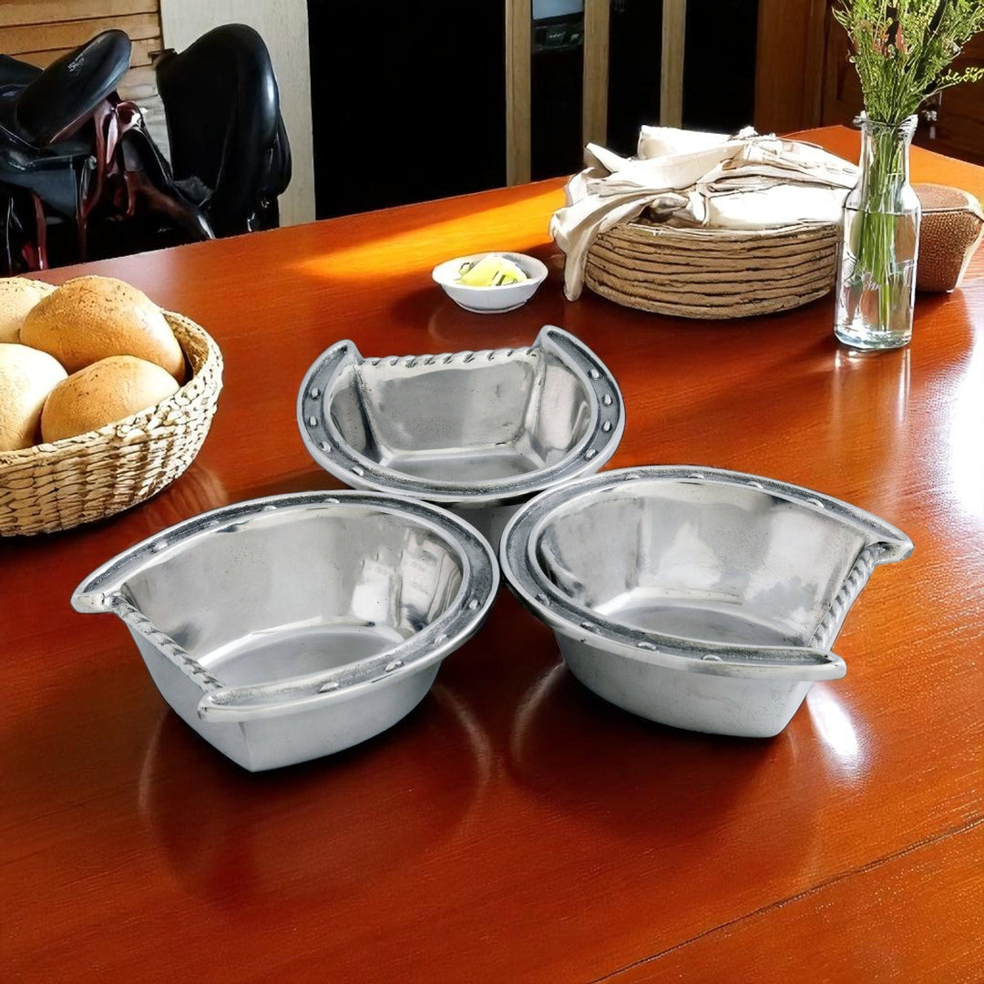 Equestrian Horseshoe 3-Bowl Serving Dish – Elegant Entertaining for the Horse Lover’s Home