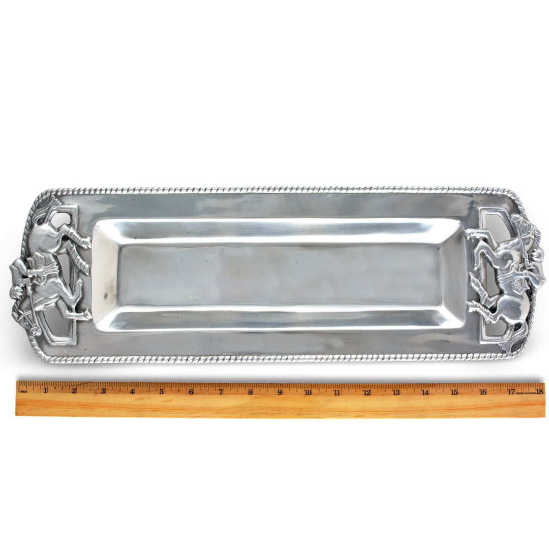 Silver Equestrian Thoroughbred Oblong Tray – Elegant Serveware & Gift for Horse Lovers