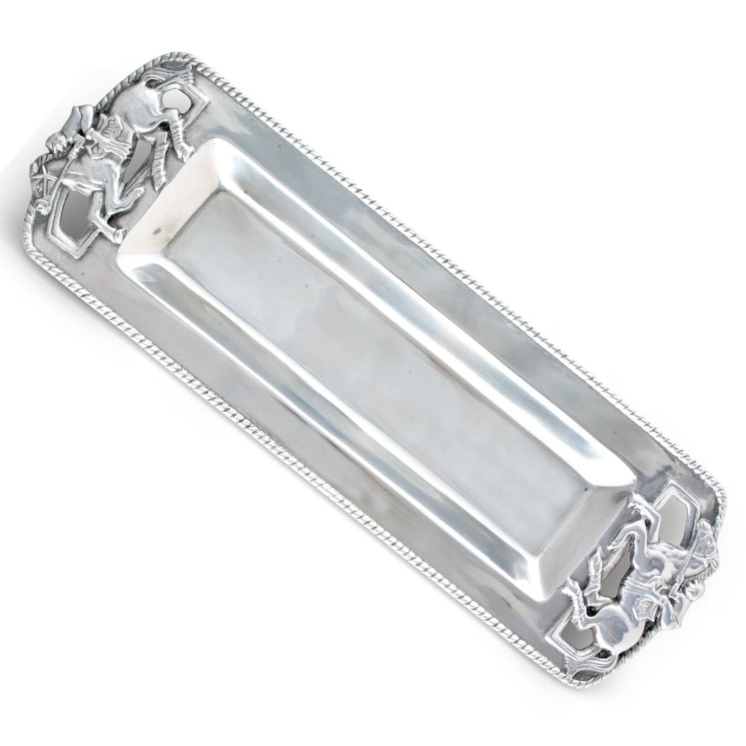 Silver Equestrian Thoroughbred Oblong Tray – Elegant Serveware & Gift for Horse Lovers