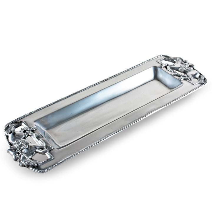 Silver Equestrian Thoroughbred Oblong Tray – Elegant Serveware & Gift for Horse Lovers