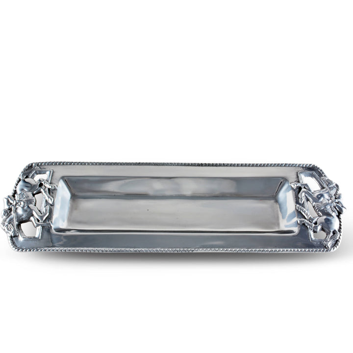 Silver Equestrian Thoroughbred Oblong Tray – Elegant Serveware & Gift for Horse Lovers