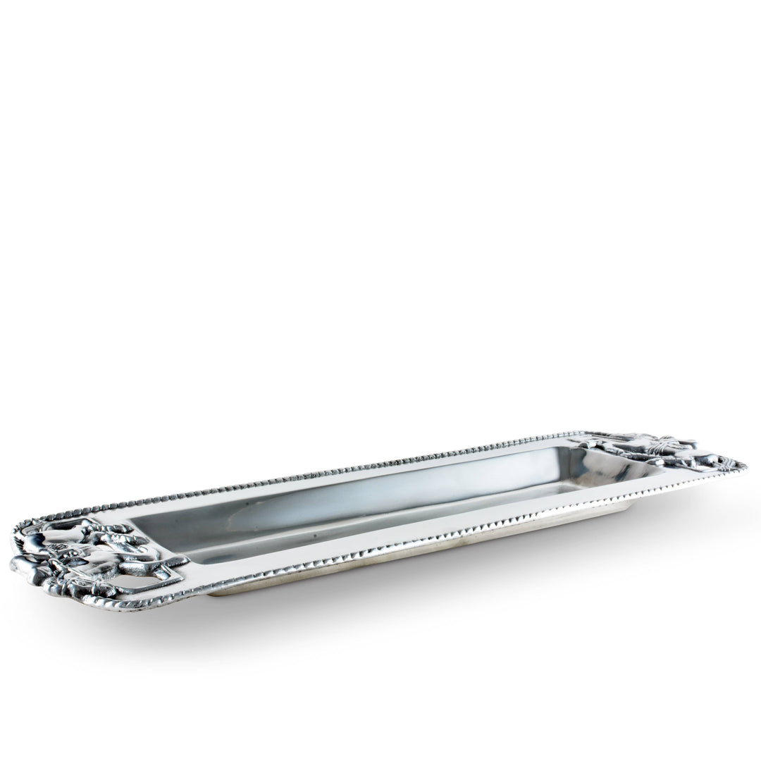 Silver Equestrian Thoroughbred Oblong Tray – Elegant Serveware & Gift for Horse Lovers