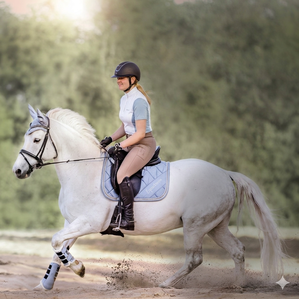 Sky Blue Short Sleeve Show Shirt for Equestrians