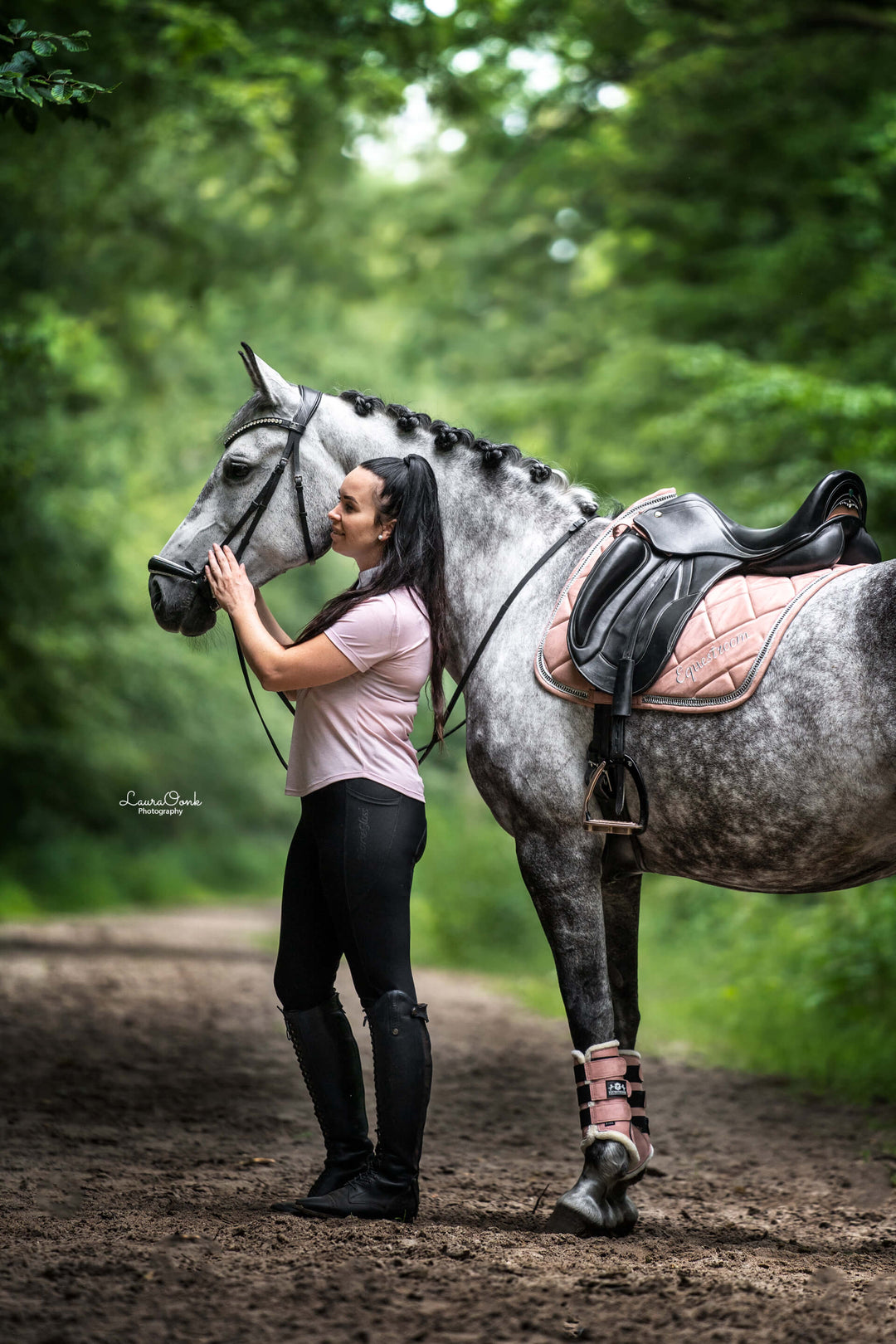 Powder Pink Suede Saddle Pad Set